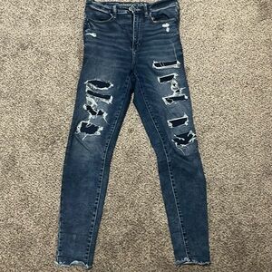 Jeans dark, distressed